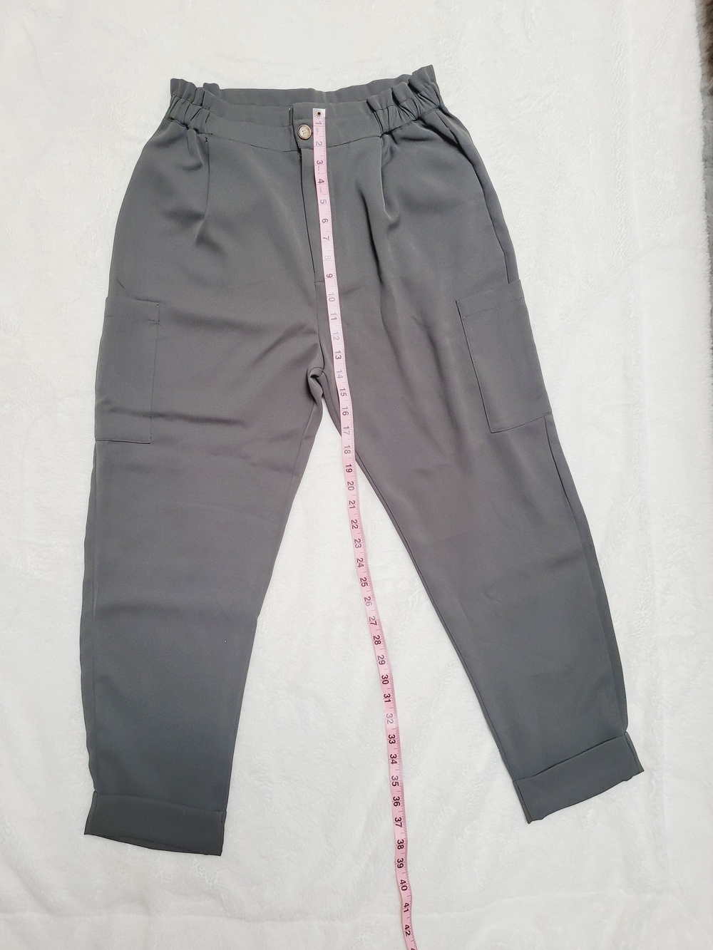 Zara Olive Gray High-Waist Tapered Pants